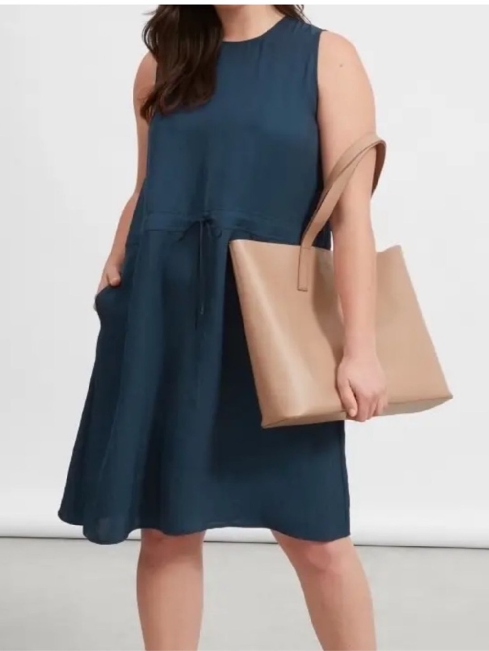 Everlane Deep Navy Sleeveless Drawstring Dress
